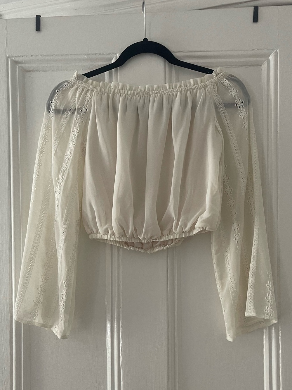 H&M Cropped Off the Shoulder Blouse with Crochet Detail - Picture 3 of 4
